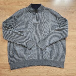 Jones New York Men's Gray Ribbed Half-Zip Sweater Business Casual - Size XXL